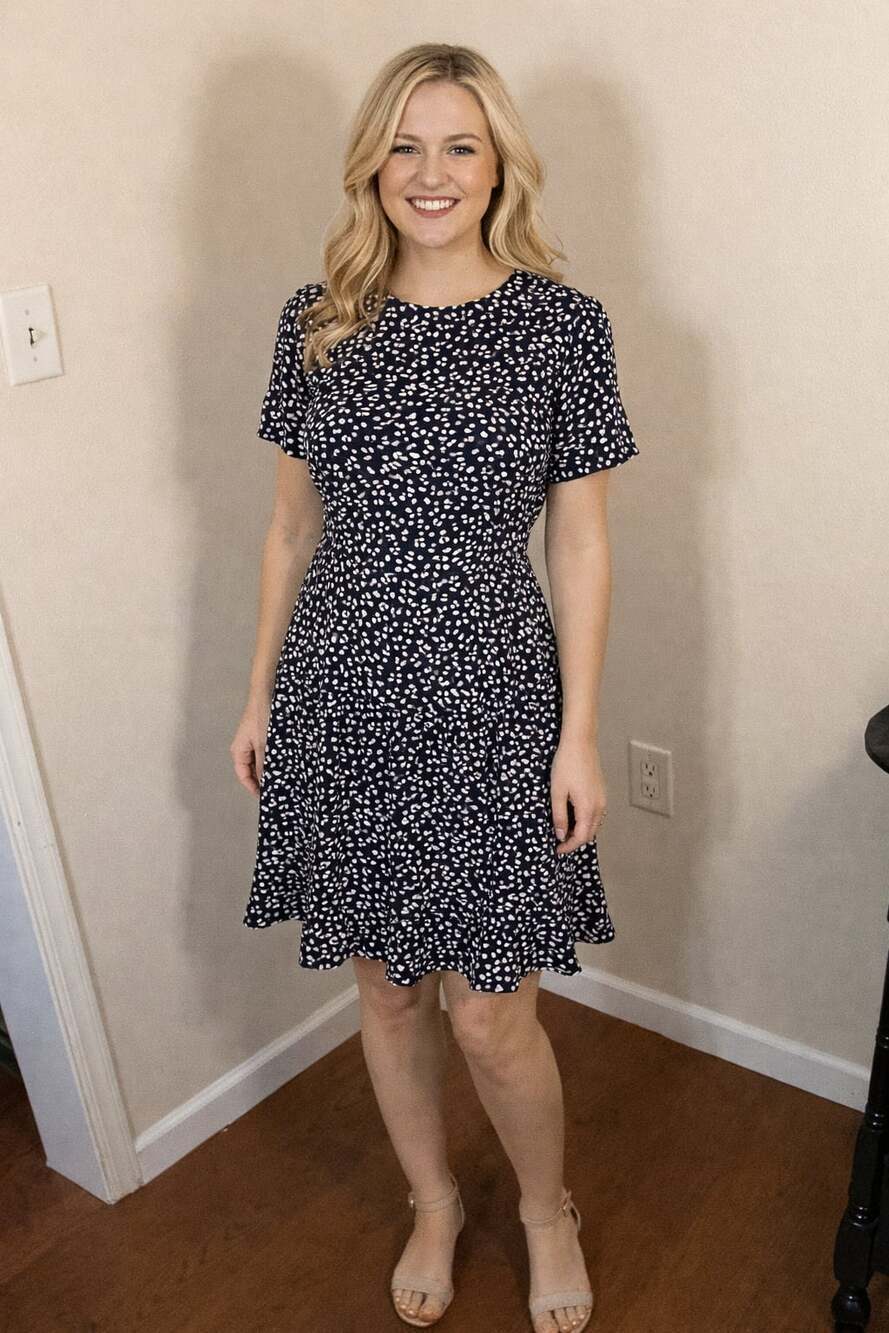 Leith Leopard Print Short Sleeve Cut Out Back Ruffle Mini Dress 1X